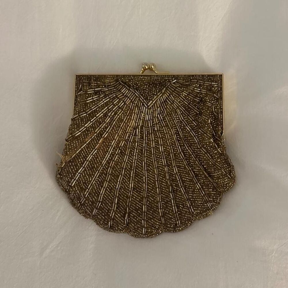 Art Deco Beaded Women's Gold Clutch
